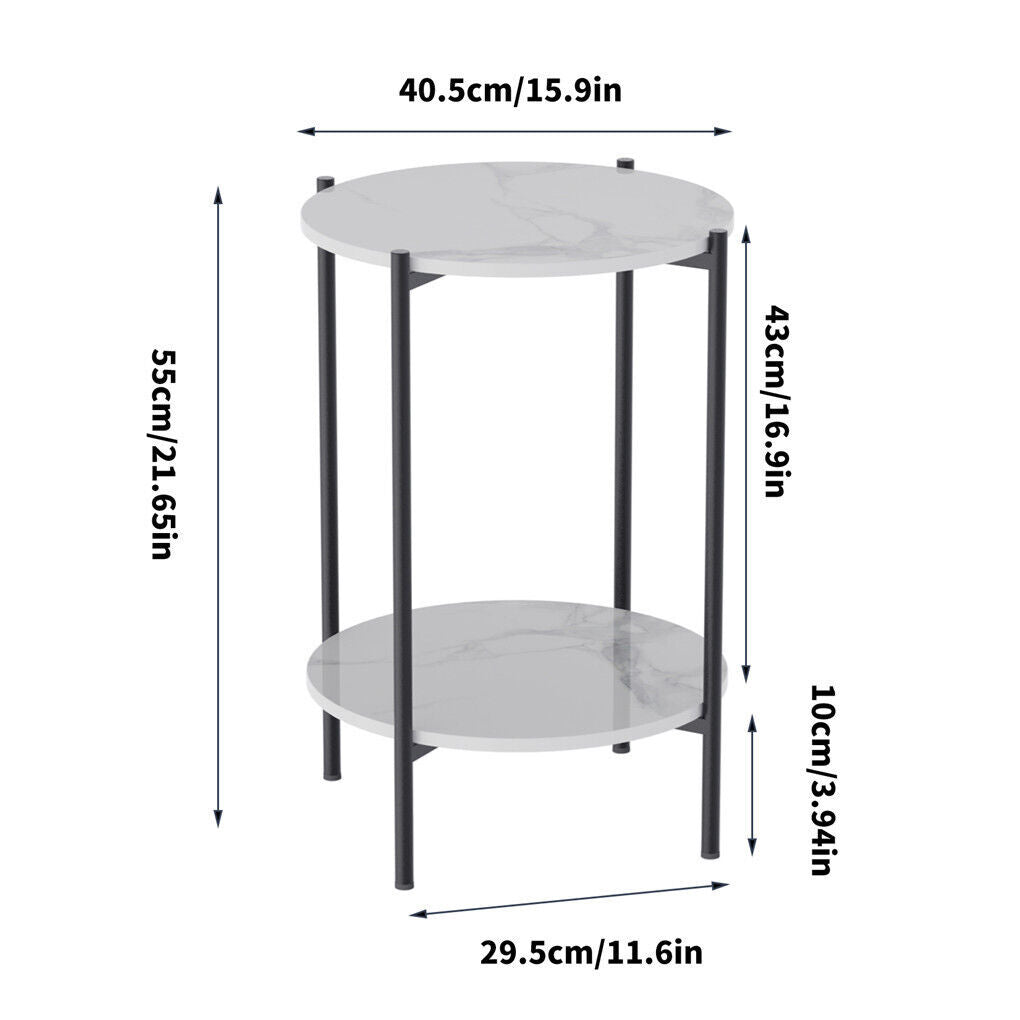 UNHO Tow-layer Round Side End Table Coffee Table with Solid Sintered Stone Top