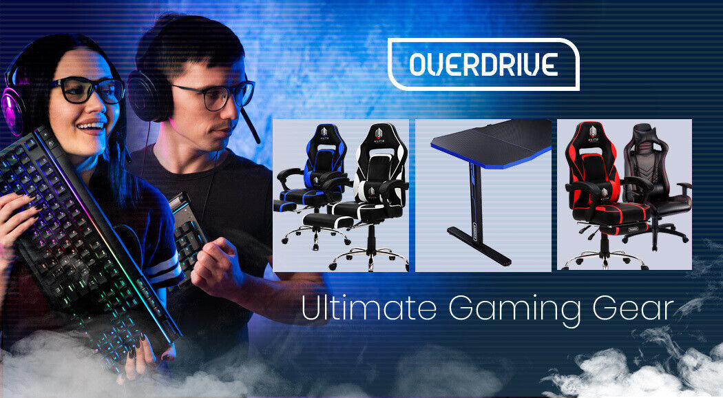 OVERDRIVE Gaming Desk 139cm PC Table Computer Setup Carbon