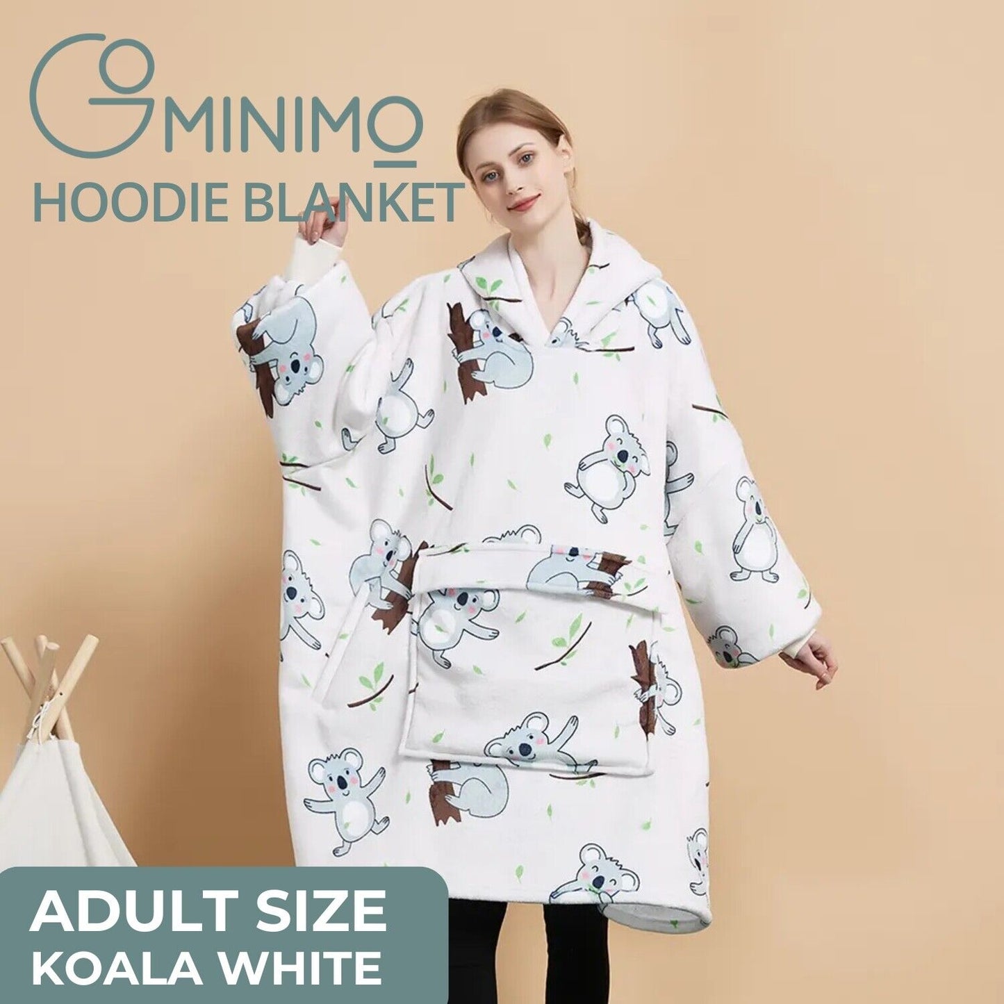 Gominimo Hoodie Blanket (Kids Koala Bear White)