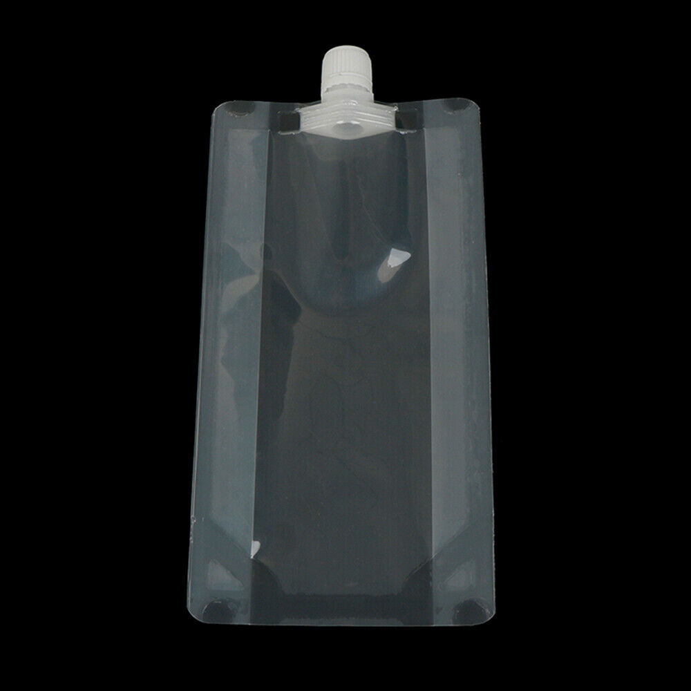 10PCS 250ML Clear Plastic Spout Flask Bladder Bags Alcohol Pouch Leak Proof Cap