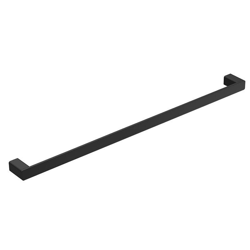 Matt Black 800mm Soft Rounded Square Single Towel Rail Brass Wall Mounted