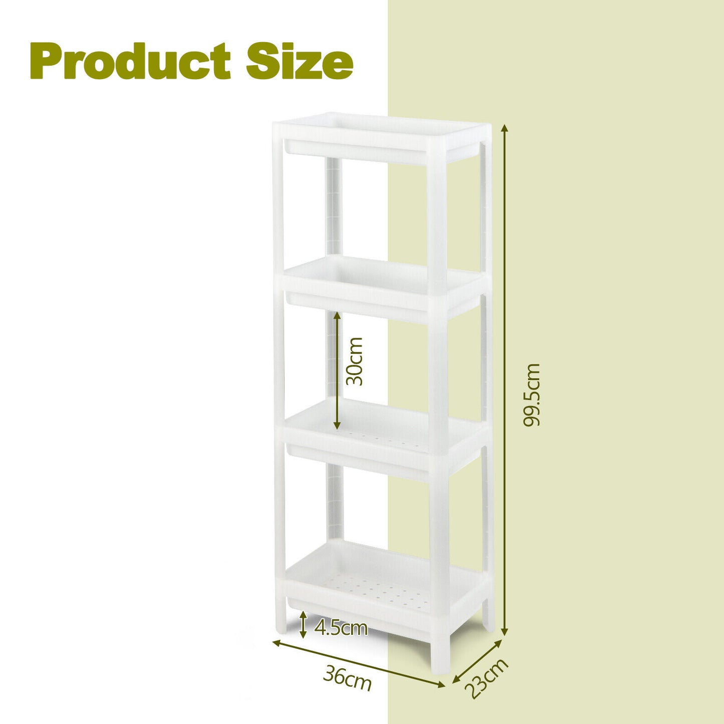 2 Pcs 4 Tier Slim Storage Cart Detachable Kitchen Organiser Rolling Utility Cart