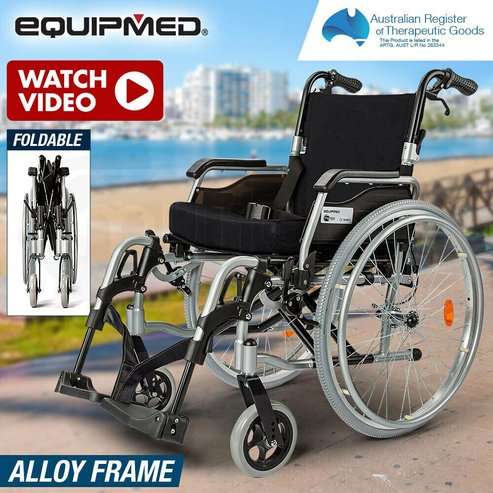 EQUIPMED 24 Folding Wheelchair Alloy with Brakes Folding