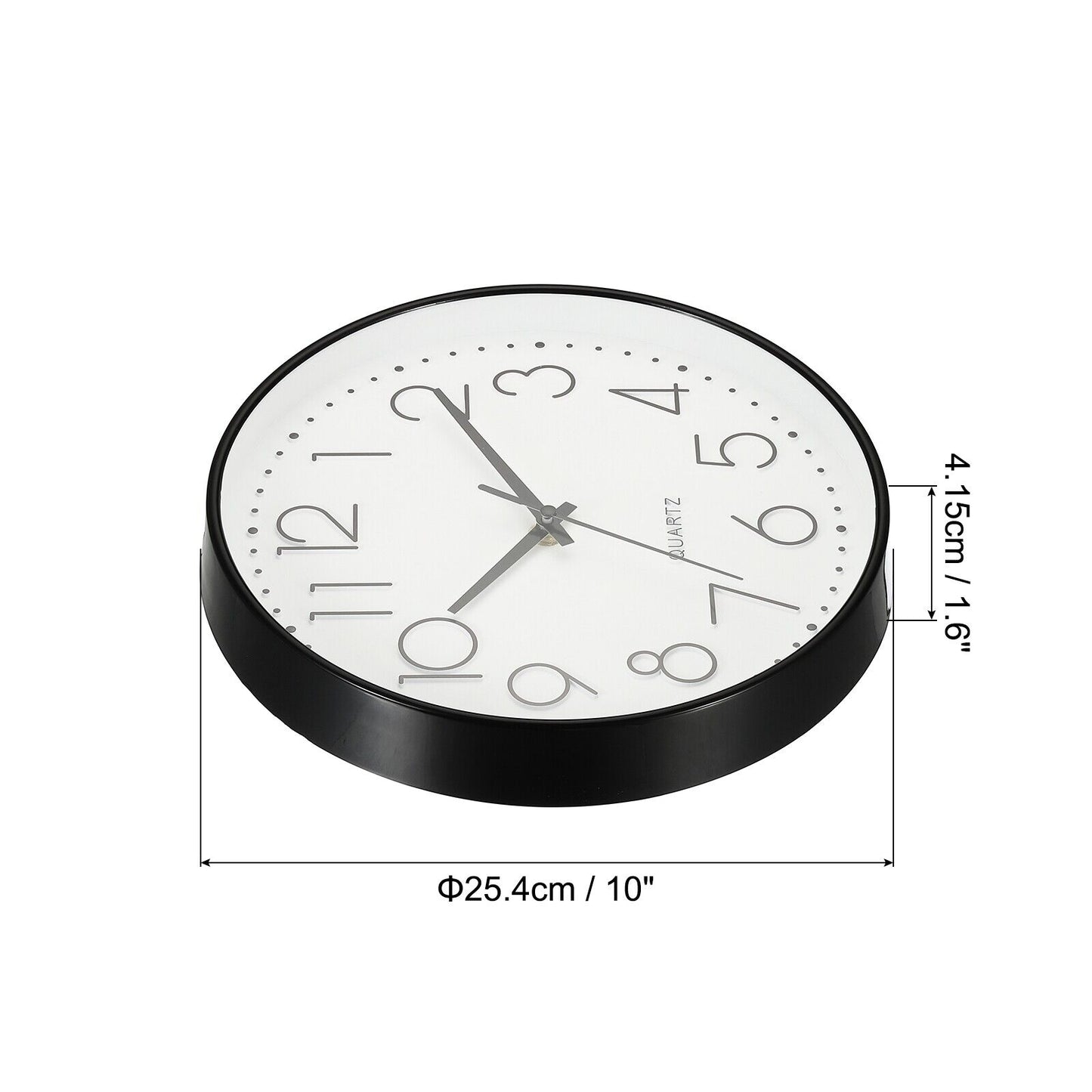 10" Wall Clock Battery Operated Silent Non-Ticking Round Clock White Black