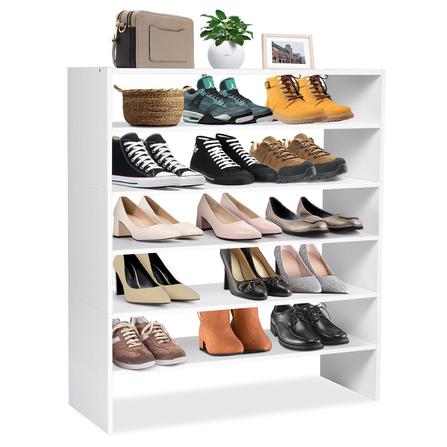 3 PCS Stackable Shoe Rack Horizontal Organiser 2-tier Storage Shelf White