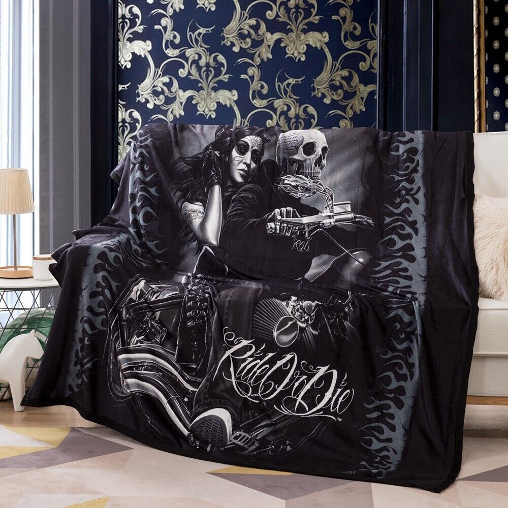 Skull Lover Black 150X200cm Size Blanket Soft Warm Throw Rug Home Decor Bed