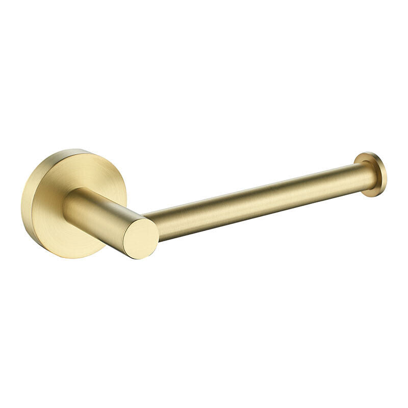 Brushed Gold Bathroom Round Straight Toilet Paper Roll Holder Wall Mount Brass