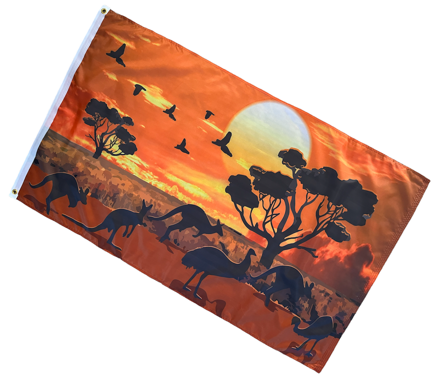 Australian Bush Flag  Large Silhouette Emu Kangaroos Flag Themed Australian Flag