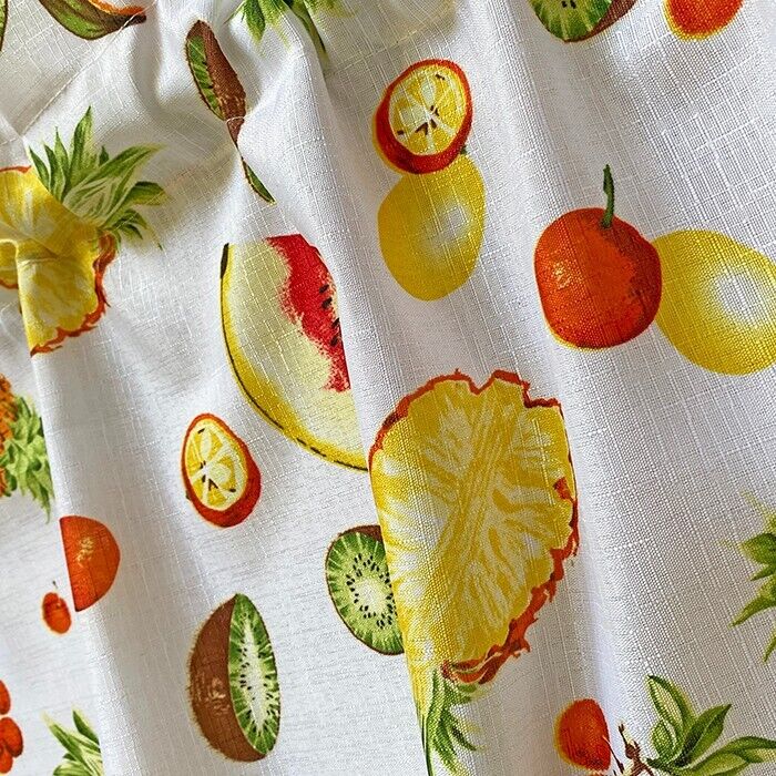 3 Piece Kitchen Cafe Curtain Fruit Print/Embroidered Kitchen Window Curtain Set