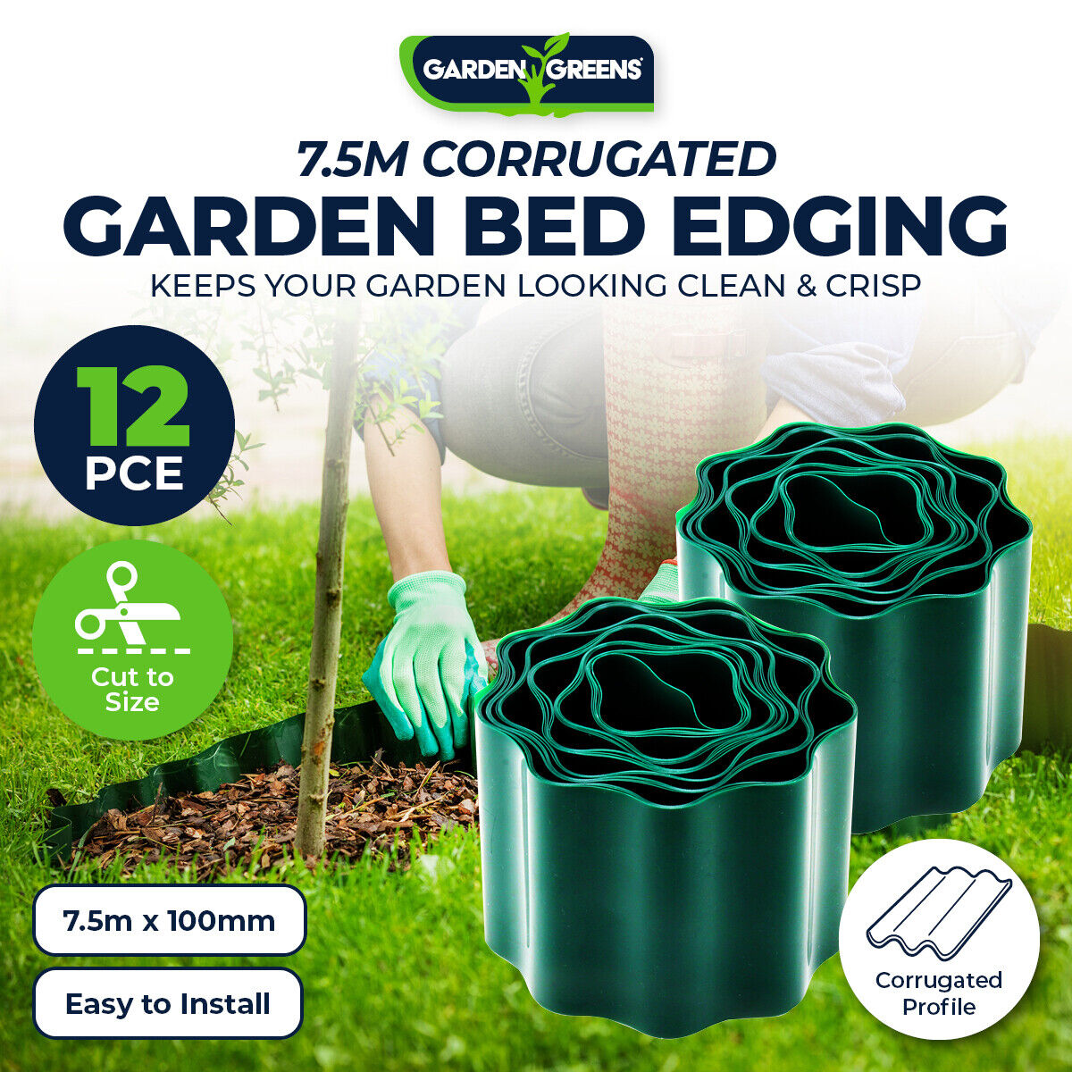 12PCE 7.5m Corrugated Garden Bed Edging Reusable Size Adjustable