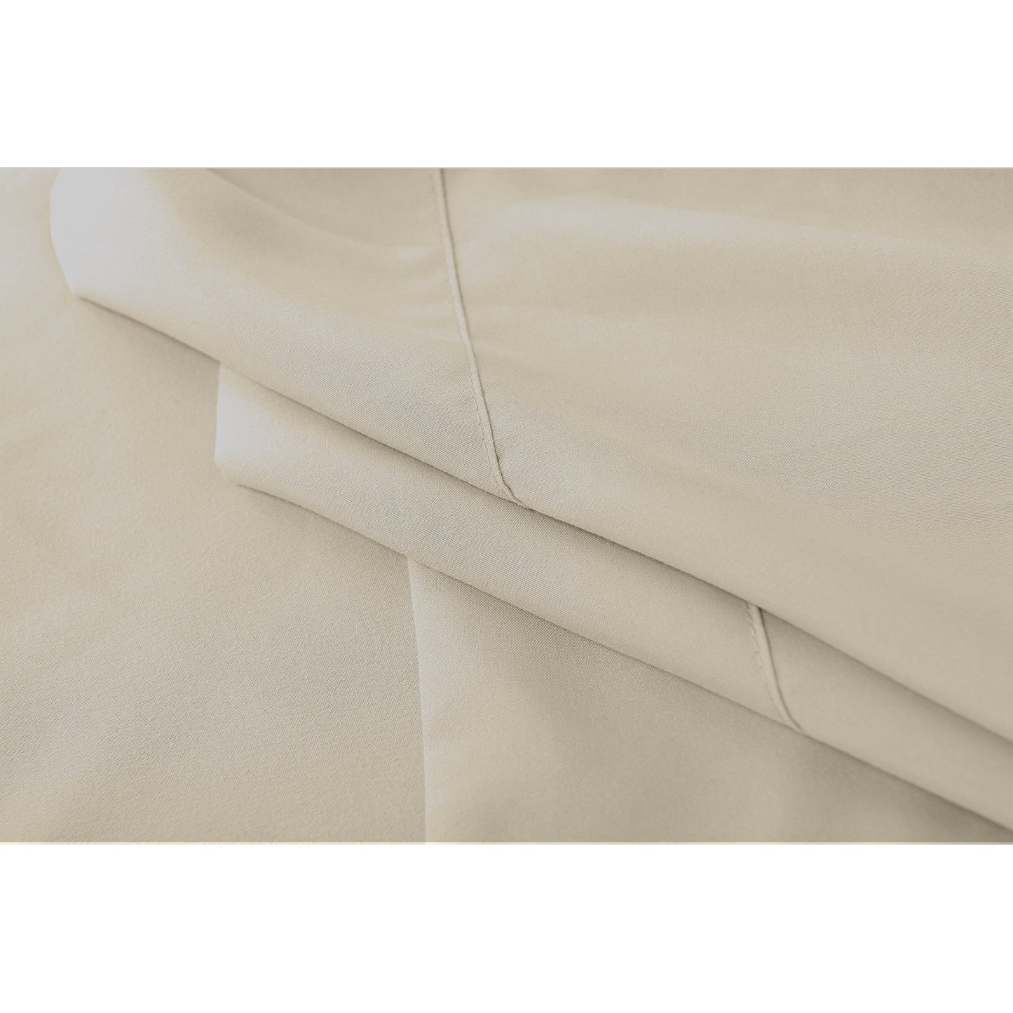 1000TC Ultra Soft 4 Pc Flat & Fitted Bed Sheet Set Pillowcases Queen Cream