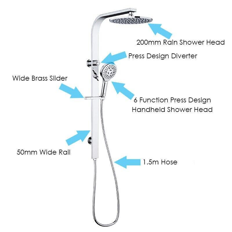 Regal Multifunction Shower Set Deluxe Round Chrome Combo Press Diverter 6 Spray