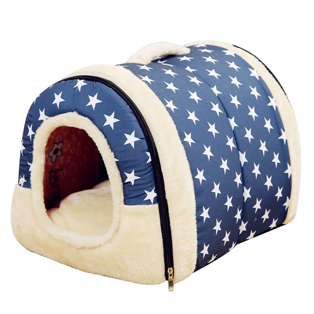 Pet Dog House Kennel Soft Igloo Cave Cat Puppy Bed Doggy Warm Cushion Fold