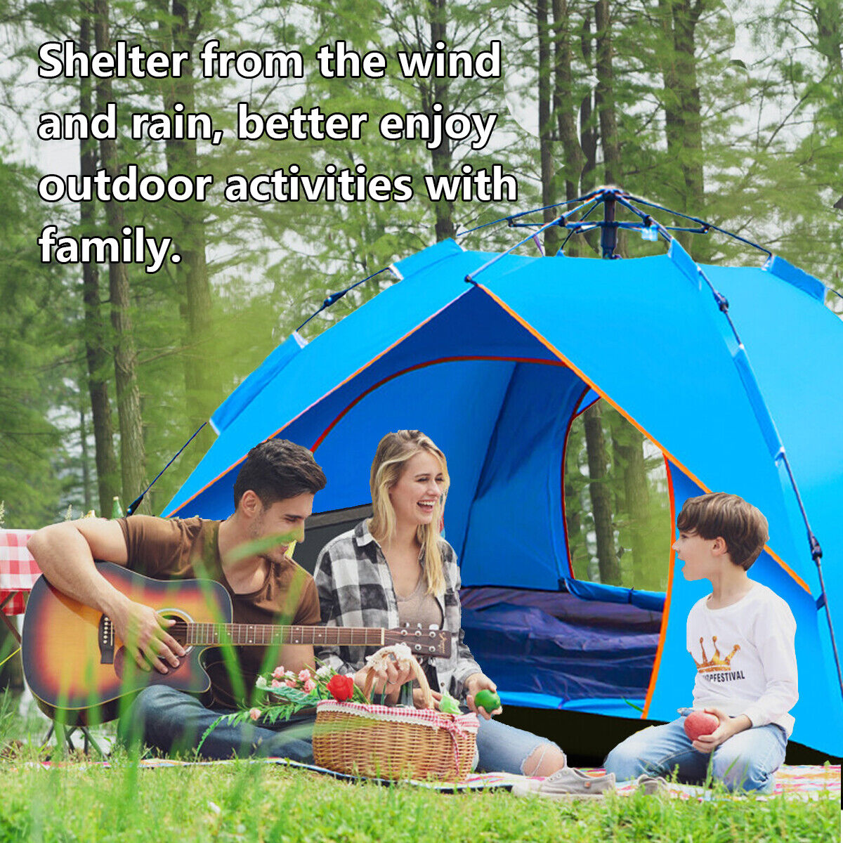 3-5 Persons UV Protection Automatic Pop Up Open Camping Tent Waterproof Outdoor