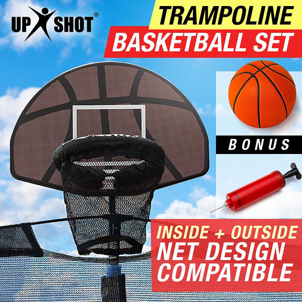 Trampoline Basketball Hoop Ring Backboard Ball Set Fits 10/12/14/15/16 ft