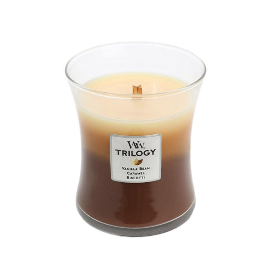 WoodWick Cafe Sweets Trilogy Medium Candle Crackles as Burns 275G Hourglass