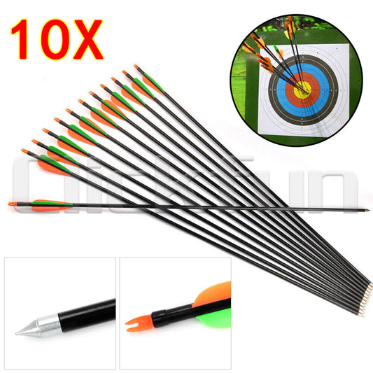 10PCS 32" Fiberglass Arrows Archery Hunting Compound Bow Fiber Glass Bows AU