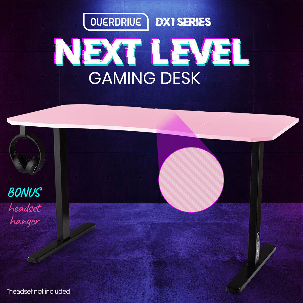 OVERDRIVE Gaming Desk 139cm PC Table Setup Computer Carbon