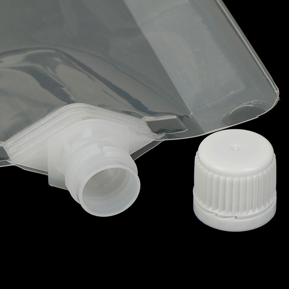 10PCS 250ML Clear Plastic Spout Flask Bladder Bags Alcohol Pouch Leak Proof Cap