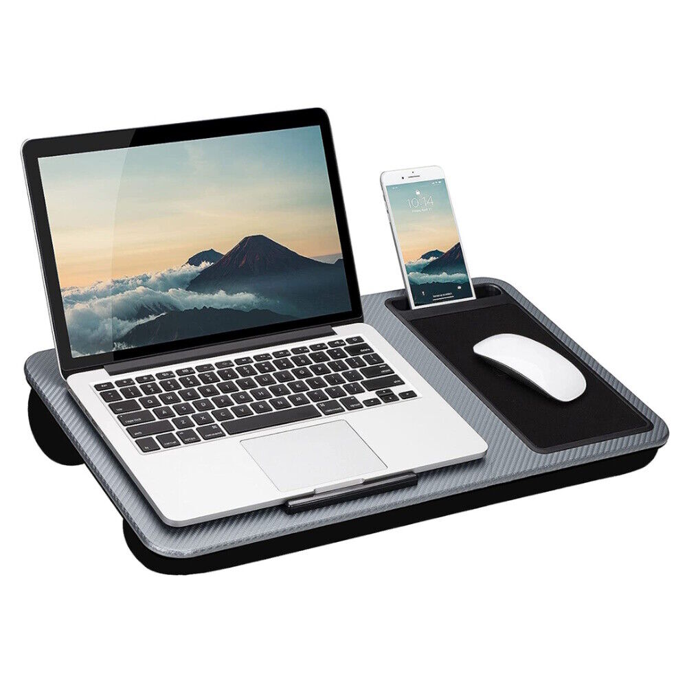 Ekkio Multifunctional Portable Bed Tray Lap Desk with Cushion Silver Grey