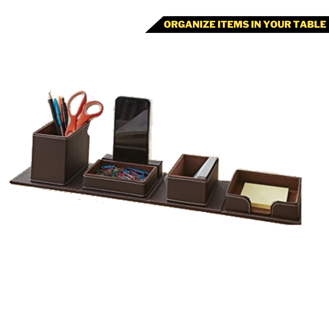 Foldable PU Leather Smart Desktop Table Stationery Organiser Office Storage