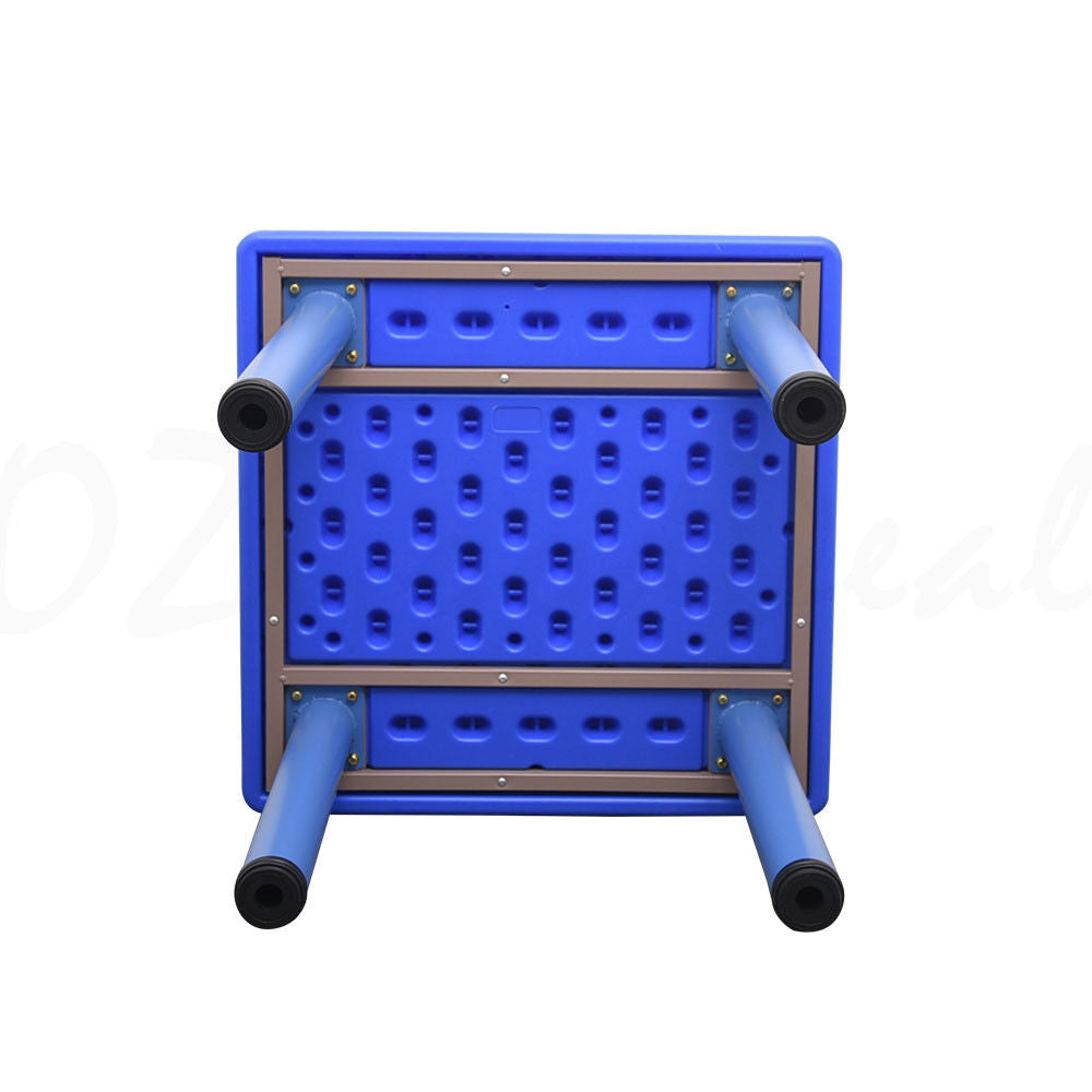 Kids Toddler Children Square Activity Blue Table and 2 Blue Chairs 60x60cm S