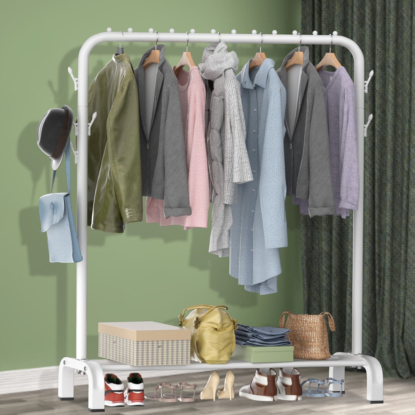 Heavy Duty Clothes Rail Rack Hanging Garment Display Shoe Storage Stand Shelf