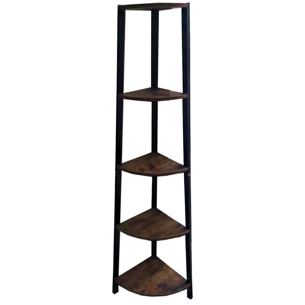 EKKIO 5 Tier Corner Ladder Shelf (Dark Brown)