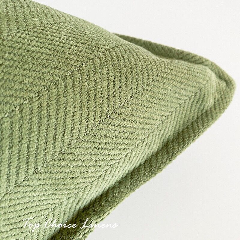 45*45cm Home Decor Sofa Herringbone Textured Chenille Cushion Cover-Sage Green