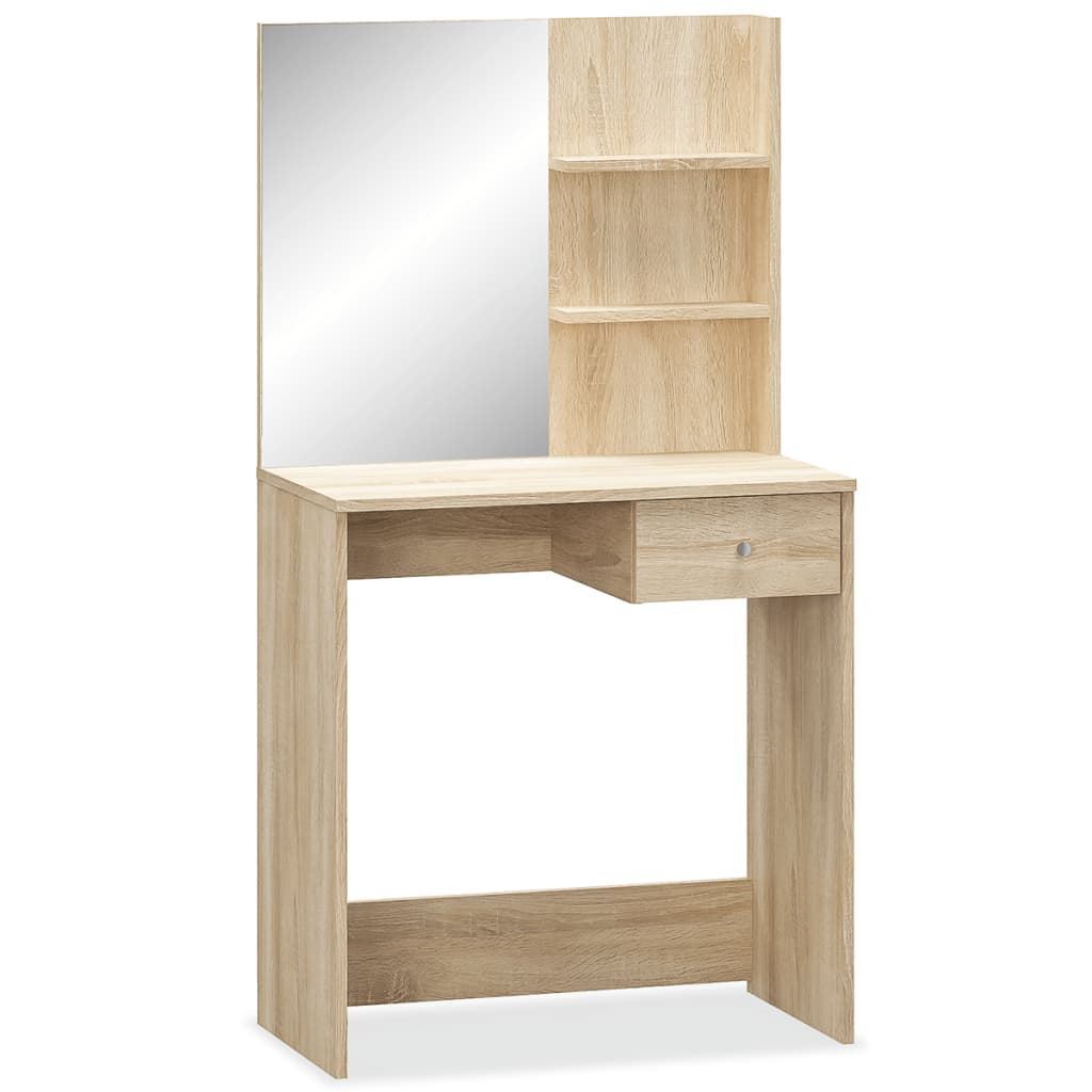 Makeup Dressing Table With Mirror Modern Vanity Desk Shelves Drawer Chipboard