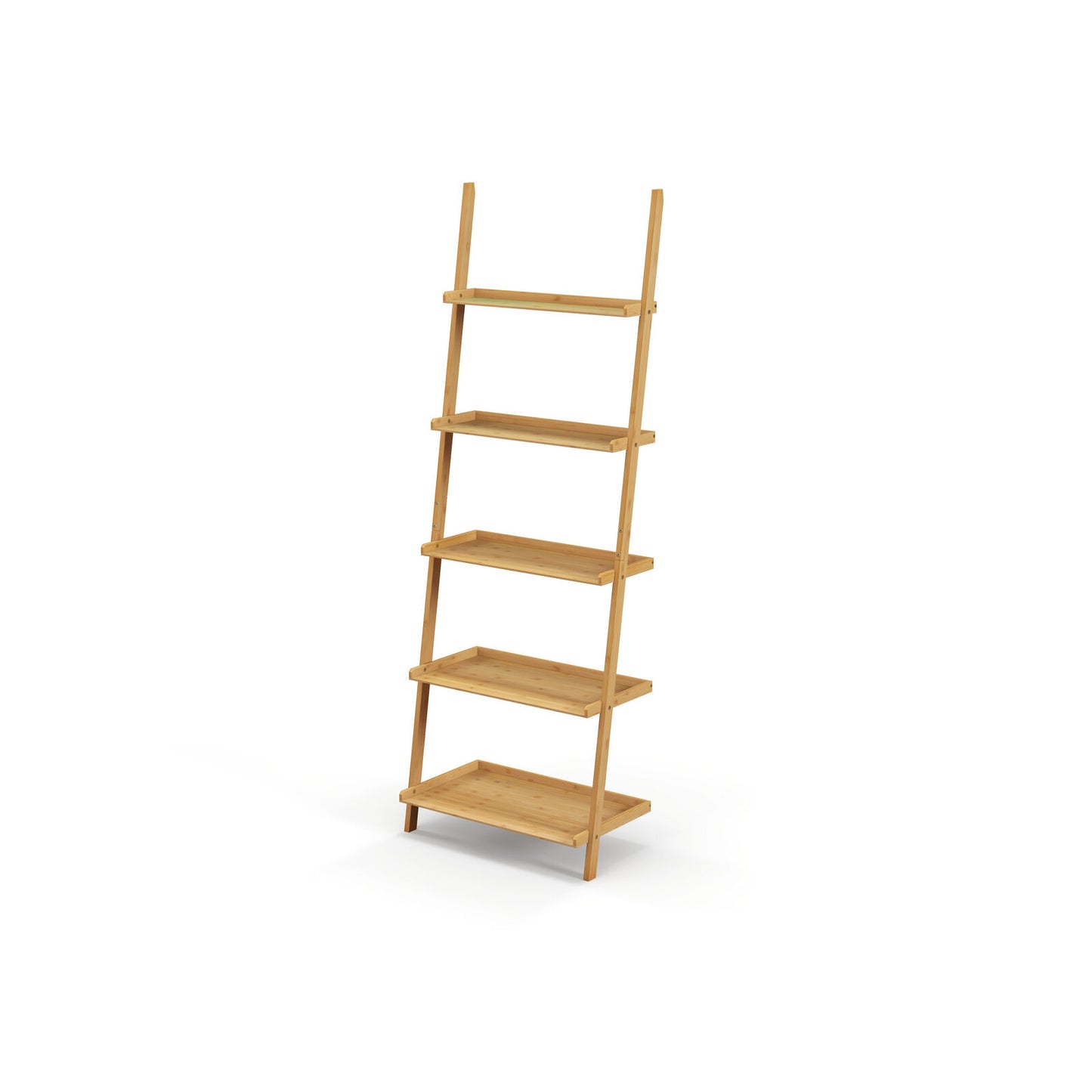 Giantex 5-Tier Bamboo Ladder Shelf Plant Flower Stand Corner Wall-Leaning