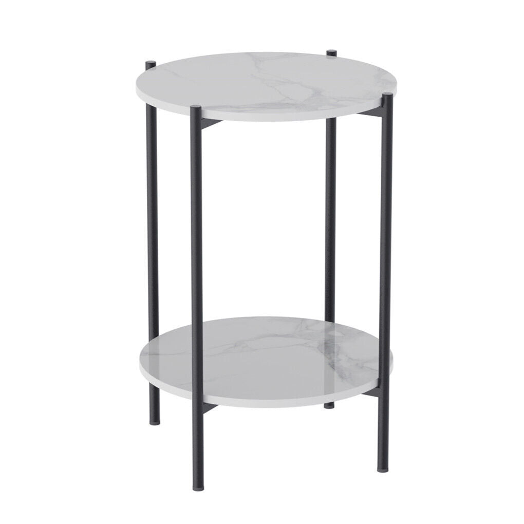 UNHO Tow-layer Round Side End Table Coffee Table with Solid Sintered Stone Top