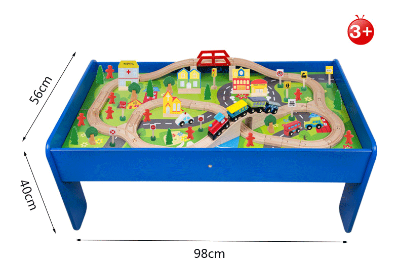 Wooden Train Table Children Pretend Play Set Toy Kids Toddlers Thomas The Tank