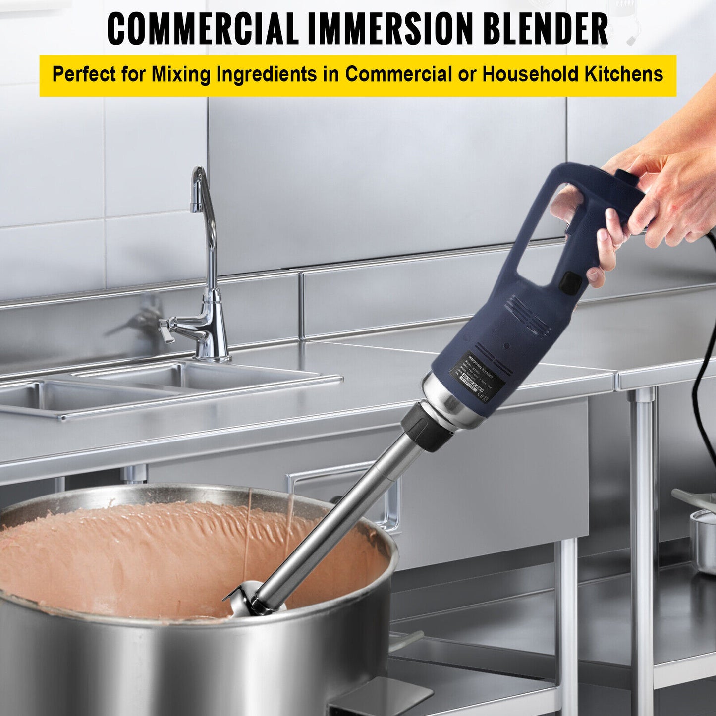 VEVOR Commercial Handheld Blender 350W Fixed Speed Stainless Steel 500mm Stick