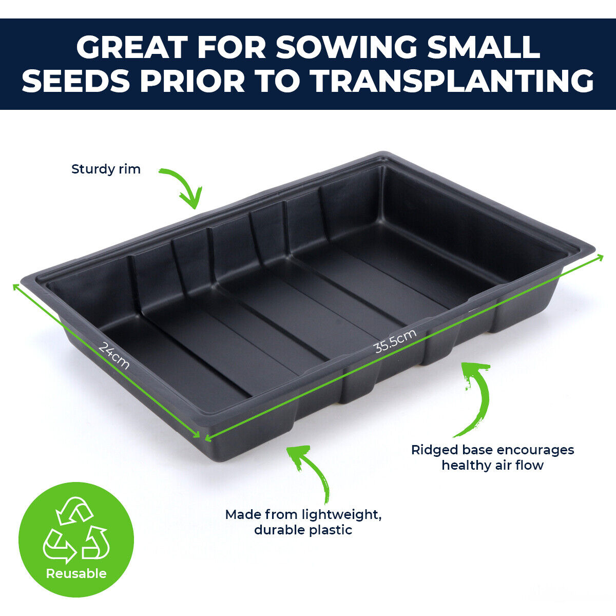 36PCE Seedling Trays Lightweight Durable Reusable 24 x 35.5cm