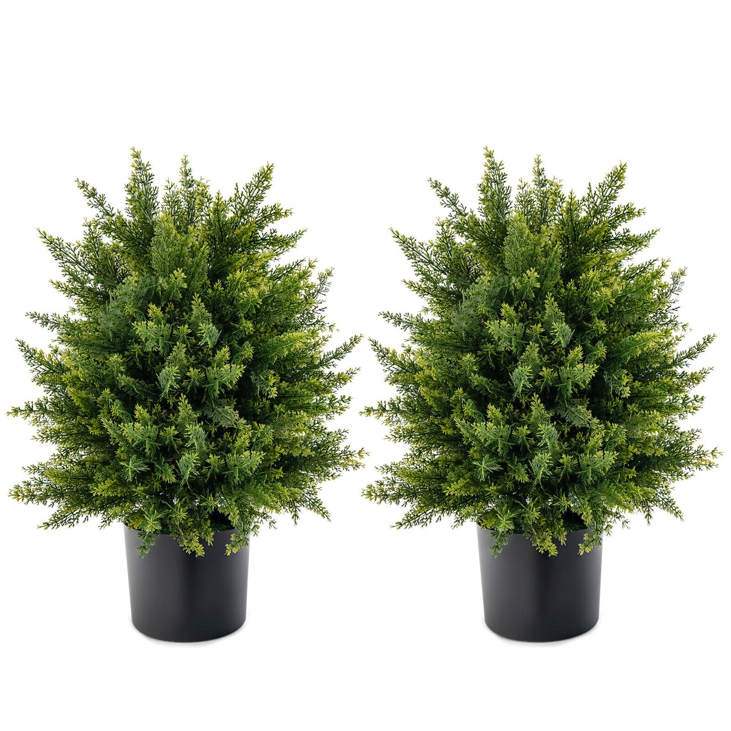 Giantex 54cm Artificial Cedar Topiary Ball Tree Shrub Bush Potted Tree Set of 2