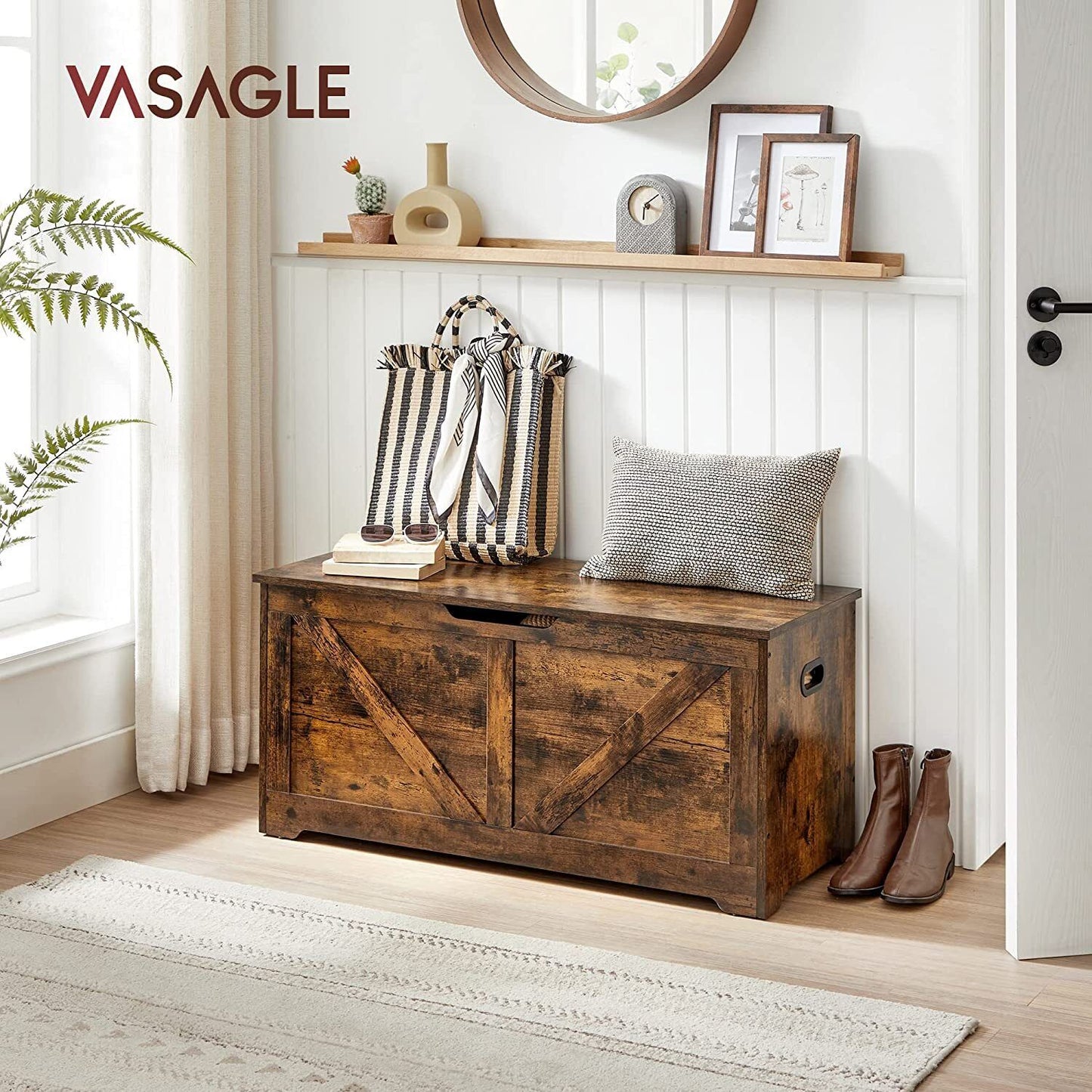 Vasagle Storage Cabinet Toy Chest Shoe Container Box Country House Rustic