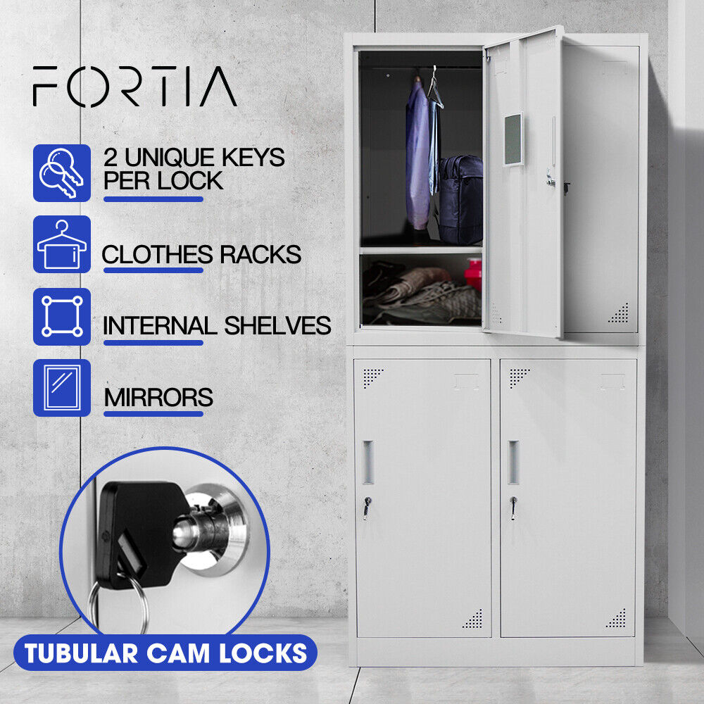 FORTIA 4-Door Gym Lockers Steel Storage Locker Metal Office