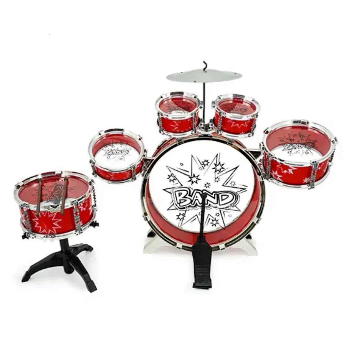 Gominimo Kids 6pcs Drum Set with Drummer Seat (Red) GO-KDS-100-BHP