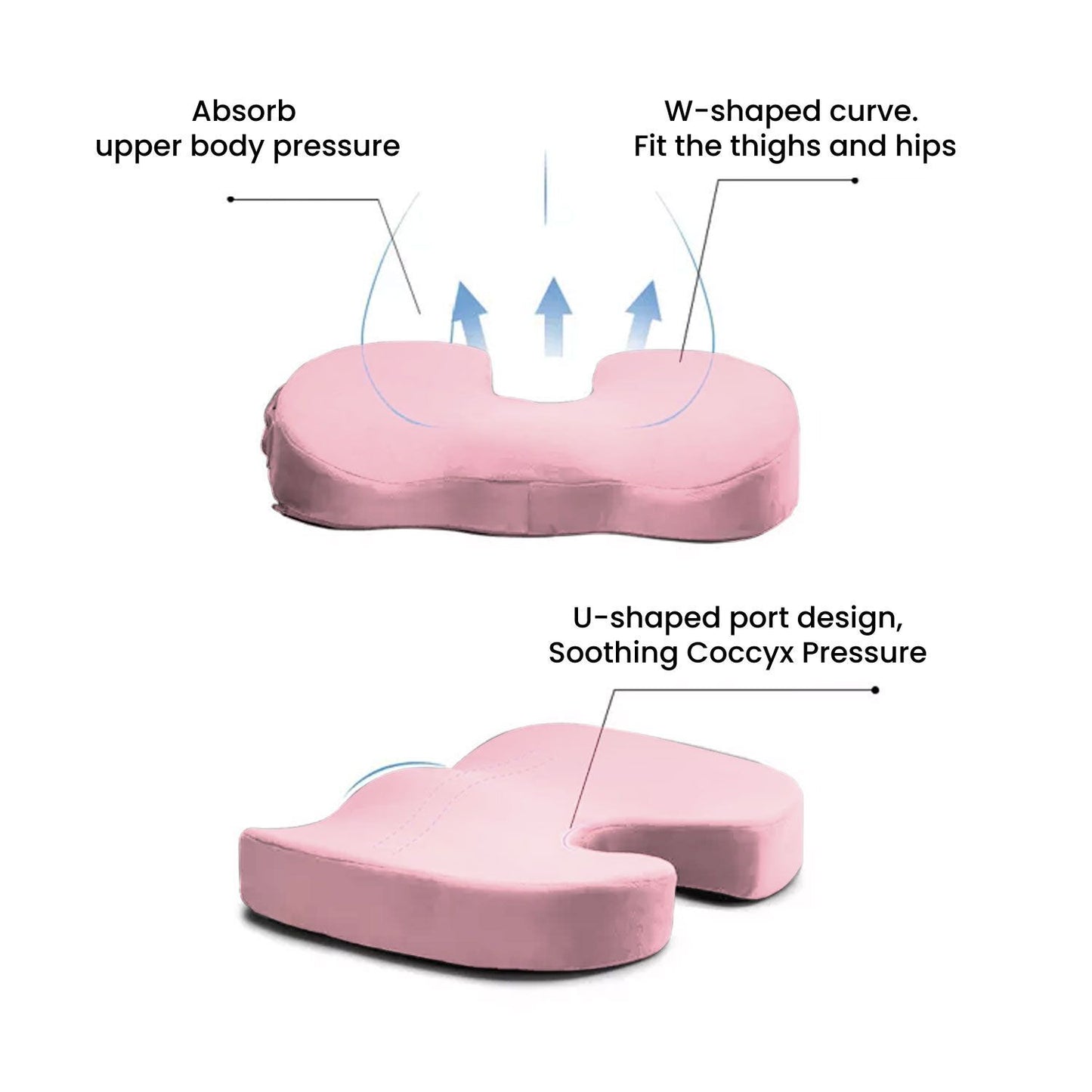 Soft Memory Foam Seat Coccyx Pain Relieving Chair Cushion Light Pink