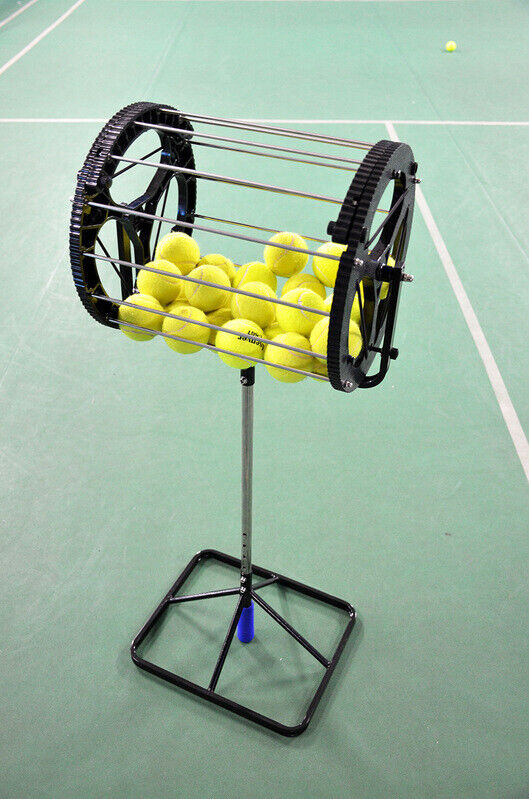 Tennis Balls Retriever Picker Hopper Roller Stand Trainer 80 Balls Storage