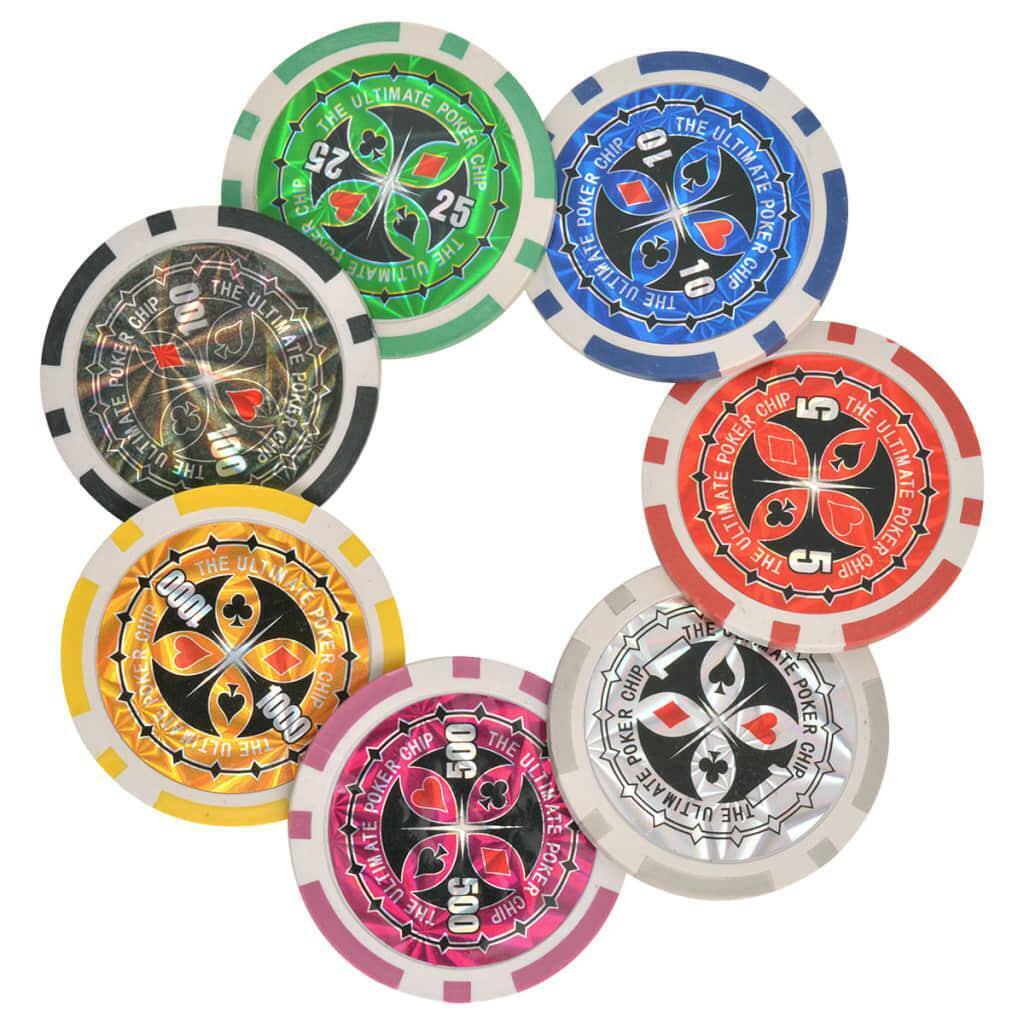 600 Laser Chips Poker/Blackjack Gambling Game Cards Play Set in Aluminium Case