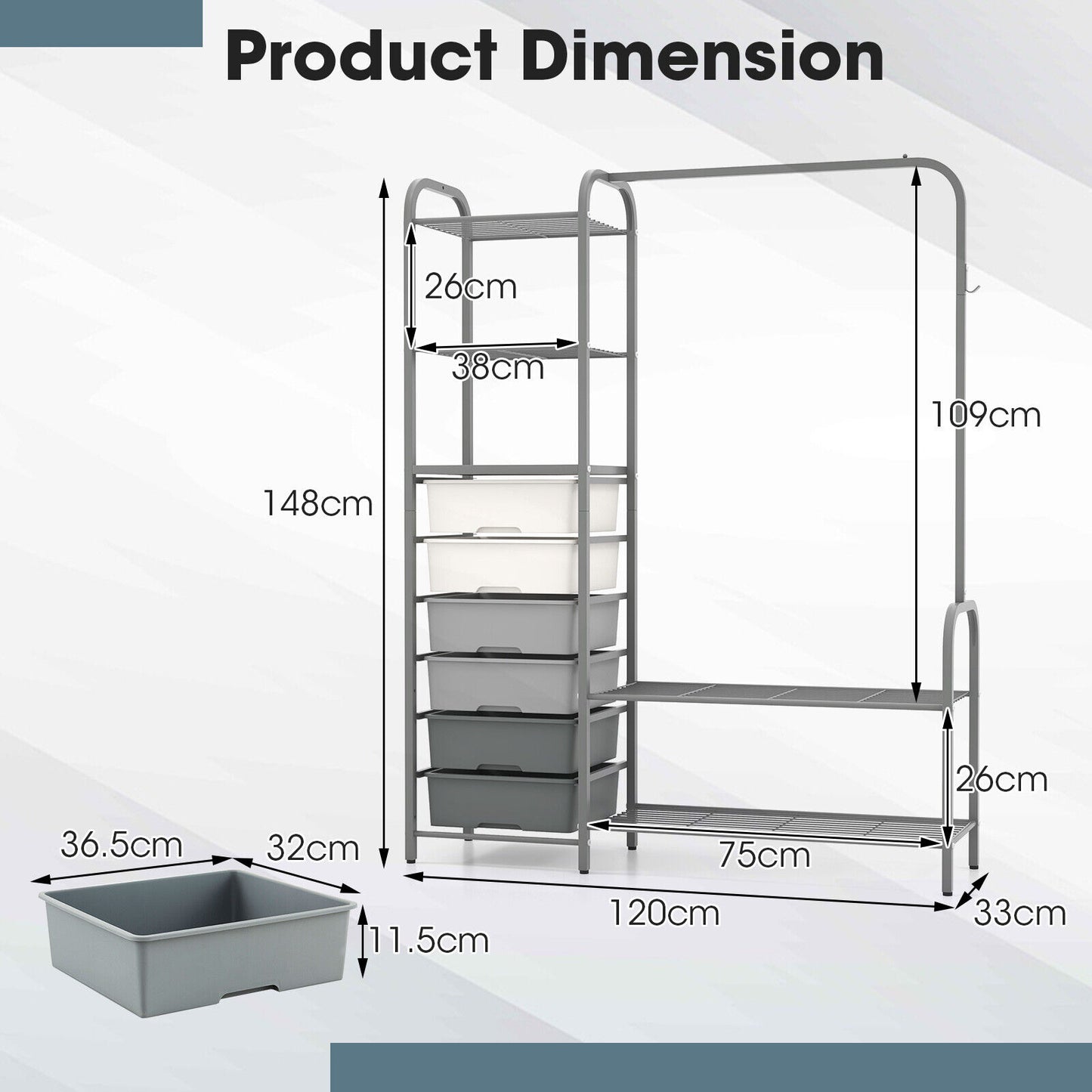 Giantex Freestanding Closet Organiser Heavy Duty Garment Rack Clothing Rack