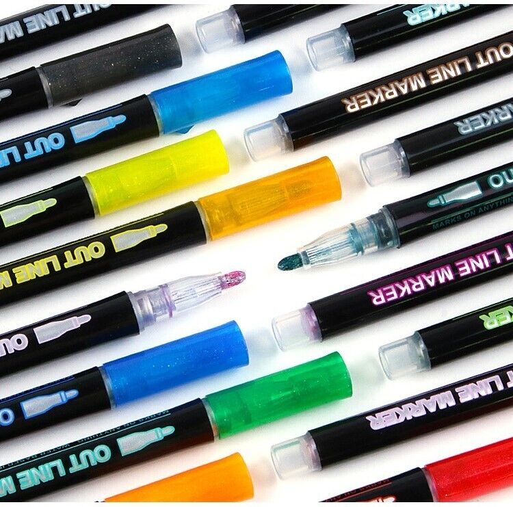 12 Colors Outline Markers Double Line Pens Art Drawing DIY Art Craft Projects