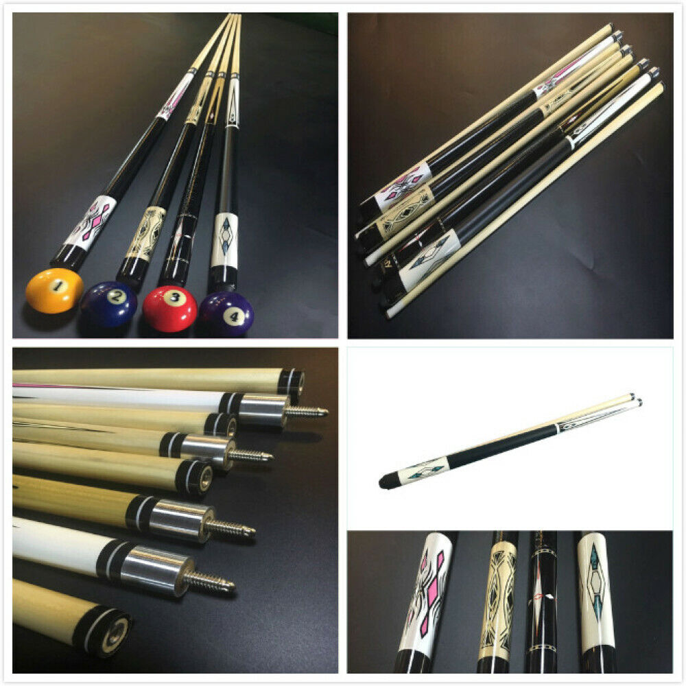 58" WOODEN POOL SNOOKER BILLIARD CUE SET Cues Stick 2-Section Bar