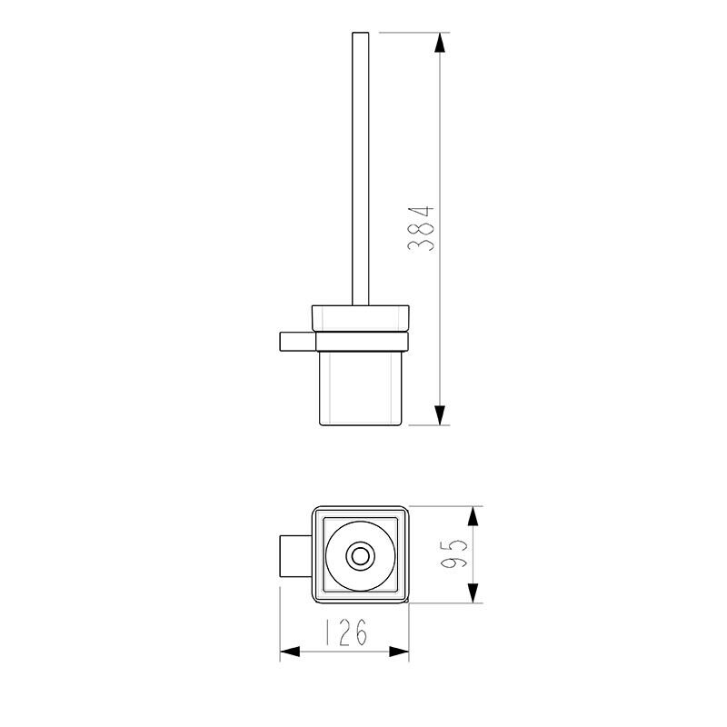 Brushed Nickel Soft Rounded Square Toilet Brush Holder Brass Glass Wall Mount