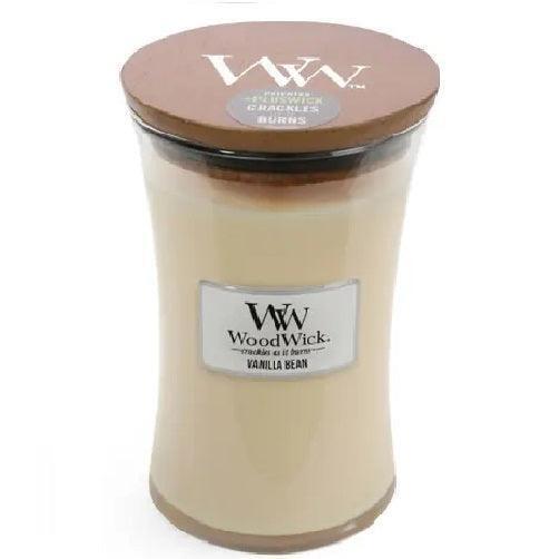 WoodWick Vanilla Bean Large Candle Crackles As It Burns 610G Hourglass