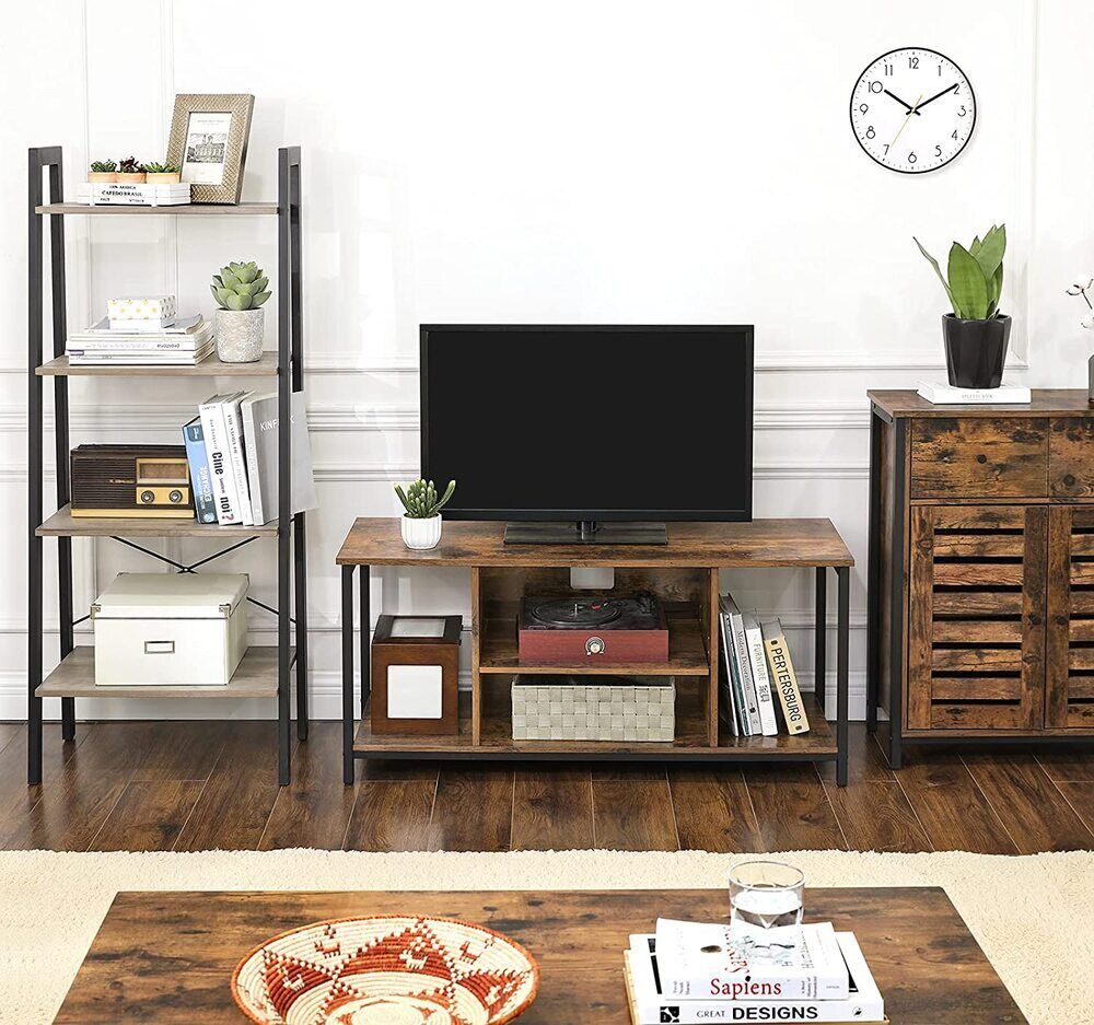 Vasagle TV Cabinet Entertainment Unit with Open Storage 110cm Rustic Brown