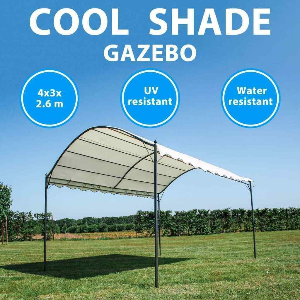 Fabric Outdoor Carport Backyard Shelter Shade Canopy Gazebo - Cream White