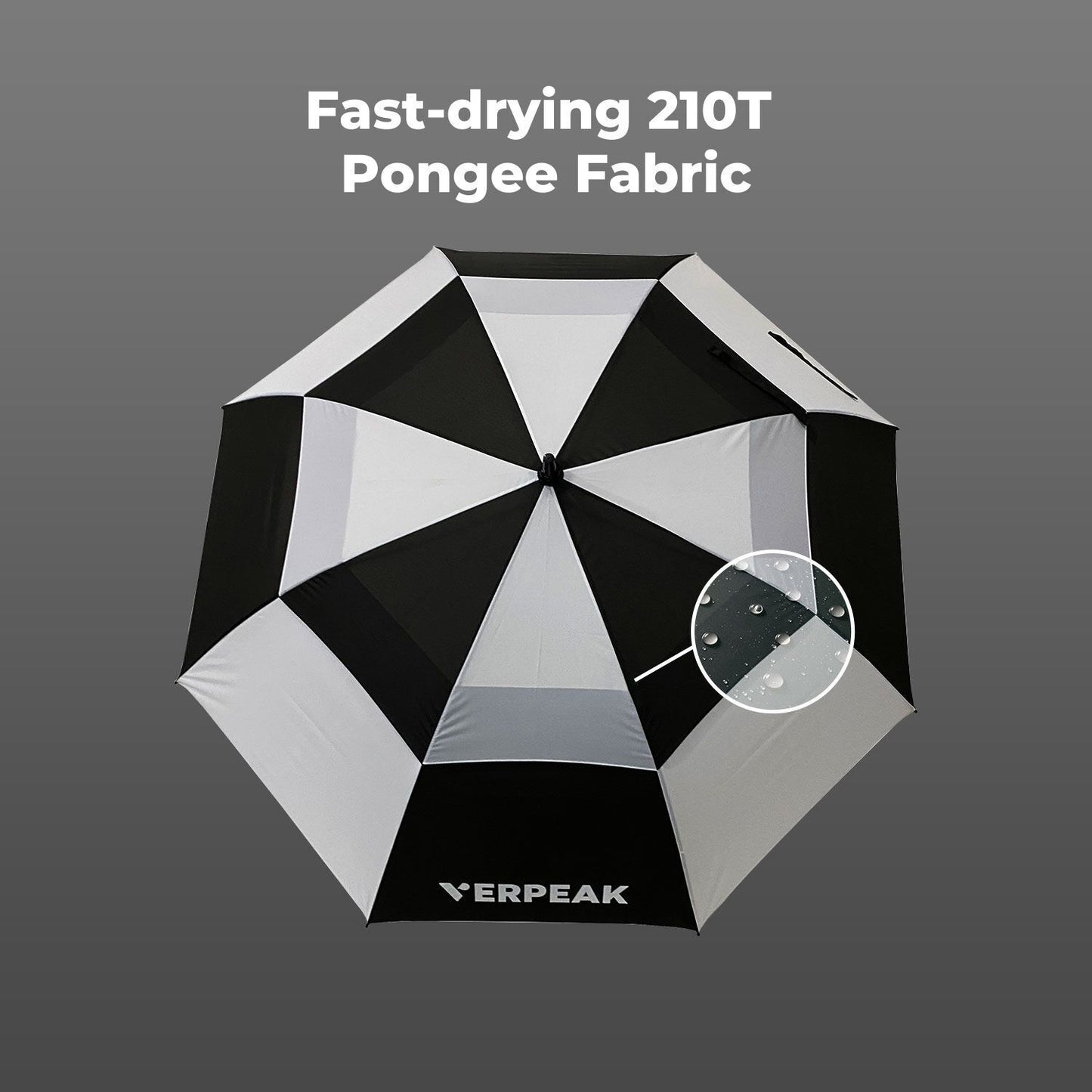 Verpeak Ultra Large Golf Umbrella 62" 210T Pongee Micro-weave Fabric Black White